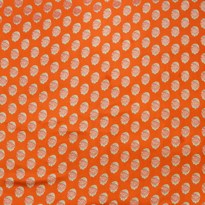 Vibrant Orange Traditional Buti Printed Fabric