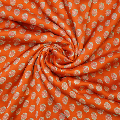 Vibrant Orange Traditional Buti Printed Fabric