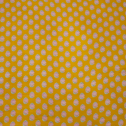Mustard Yellow Floral Buti Printed Fabric.