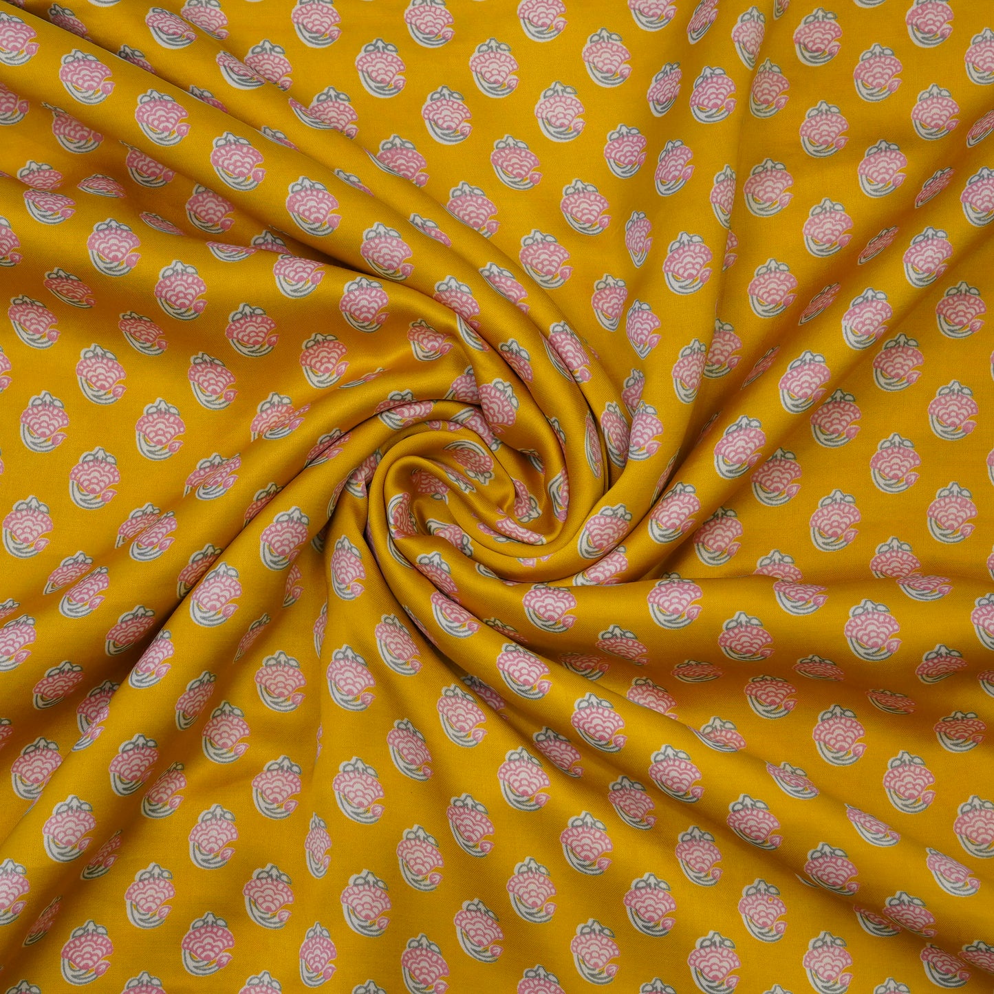 Mustard Yellow Floral Buti Printed Fabric.