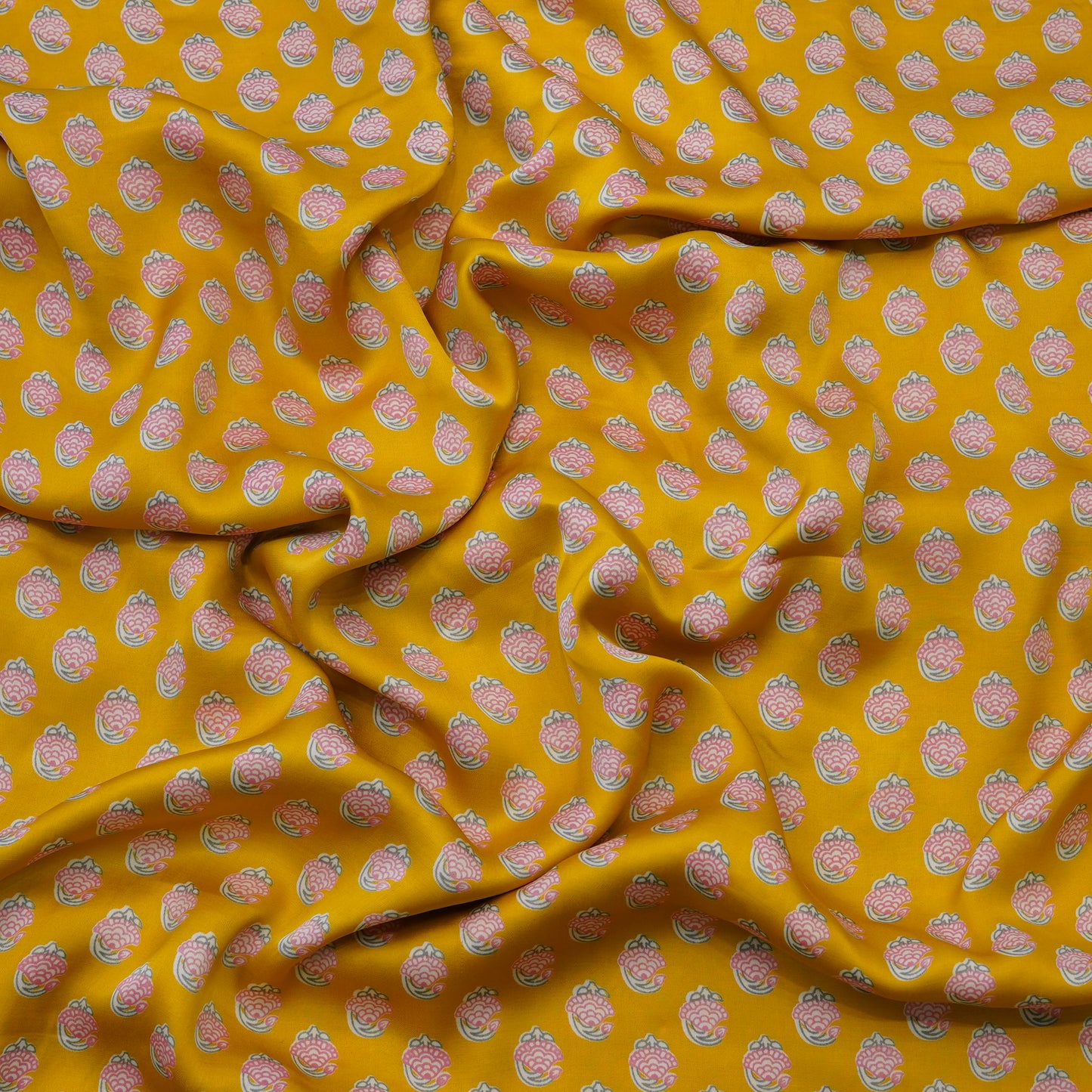 Mustard Yellow Floral Buti Printed Fabric.