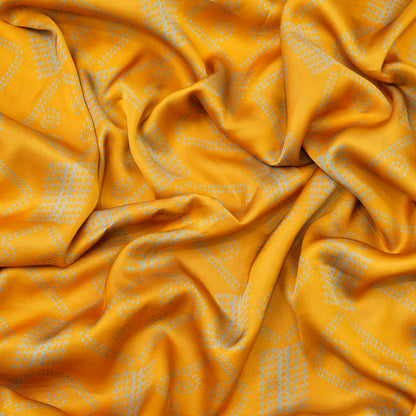 Mustard Yellow Geometric Bandhani-Inspired Printed Fabric.
