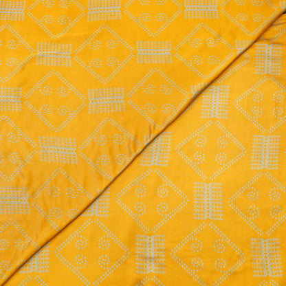 Mustard Yellow Geometric Bandhani-Inspired Printed Fabric.