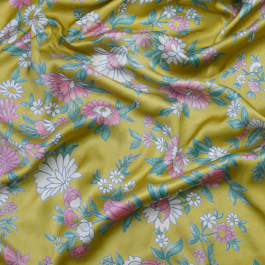 Mustard Bloom Floral Print Fabric.