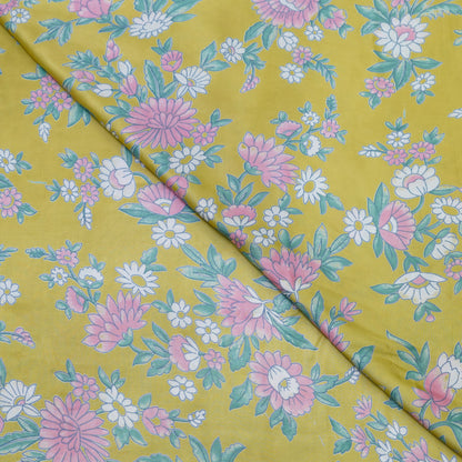 Mustard Bloom Floral Print Fabric.