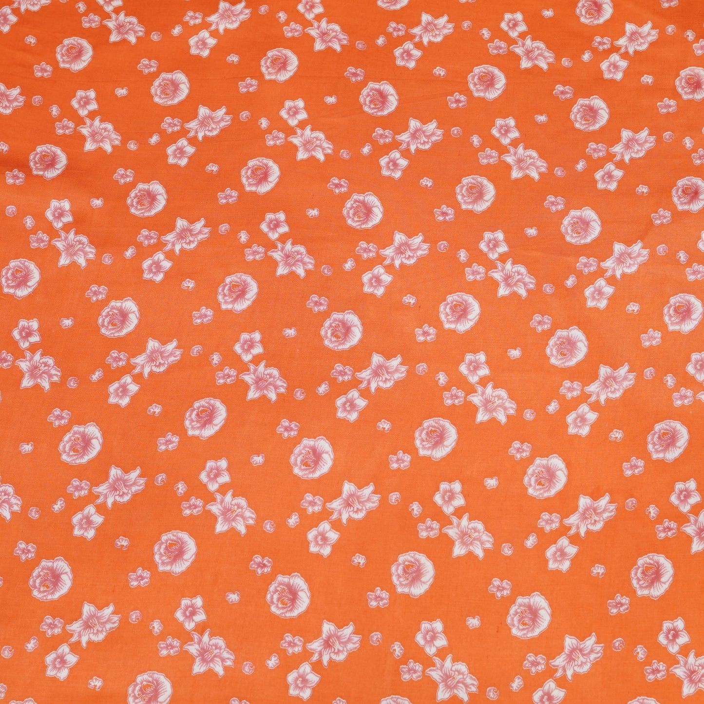 Tangerine Orange Delicate Floral Printed Fabric