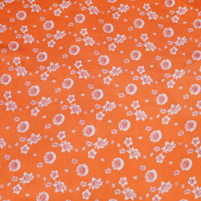 Tangerine Orange Delicate Floral Printed Fabric