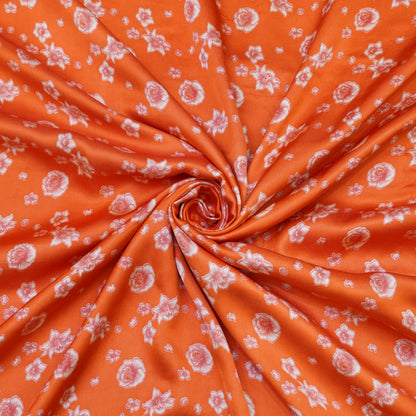 Tangerine Orange Delicate Floral Printed Fabric
