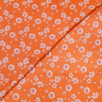 Tangerine Orange Delicate Floral Printed Fabric