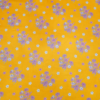 Mustard Yellow Floral Bouquet Printed Fabric