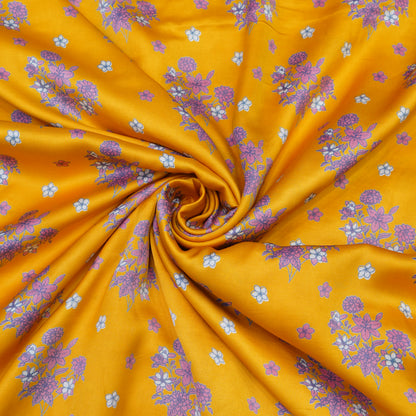 Mustard Yellow Floral Bouquet Printed Fabric