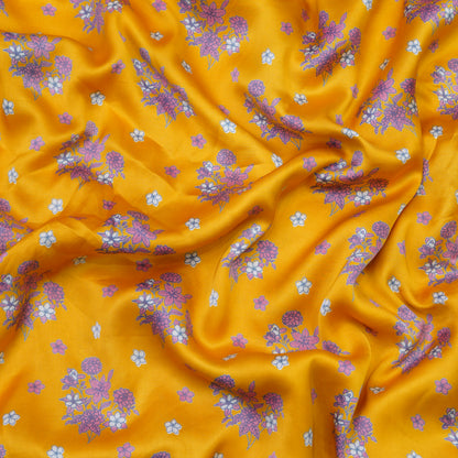 Mustard Yellow Floral Bouquet Printed Fabric