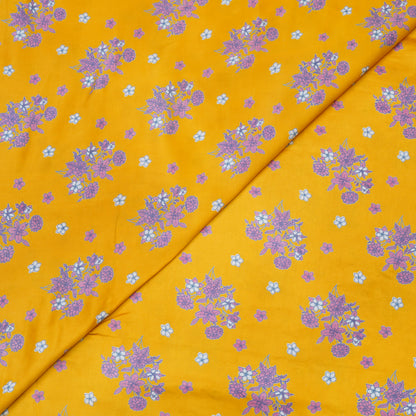 Mustard Yellow Floral Bouquet Printed Fabric