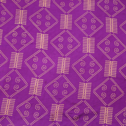 Magenta Bandhani-Inspired Geometric Printed Fabric.