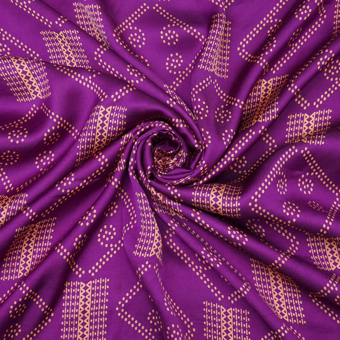 Magenta Bandhani-Inspired Geometric Printed Fabric.