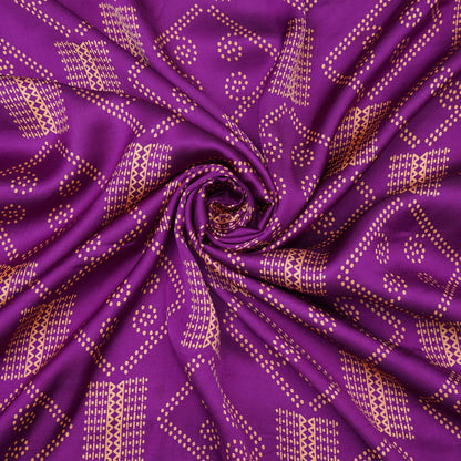 Magenta Bandhani-Inspired Geometric Printed Fabric.