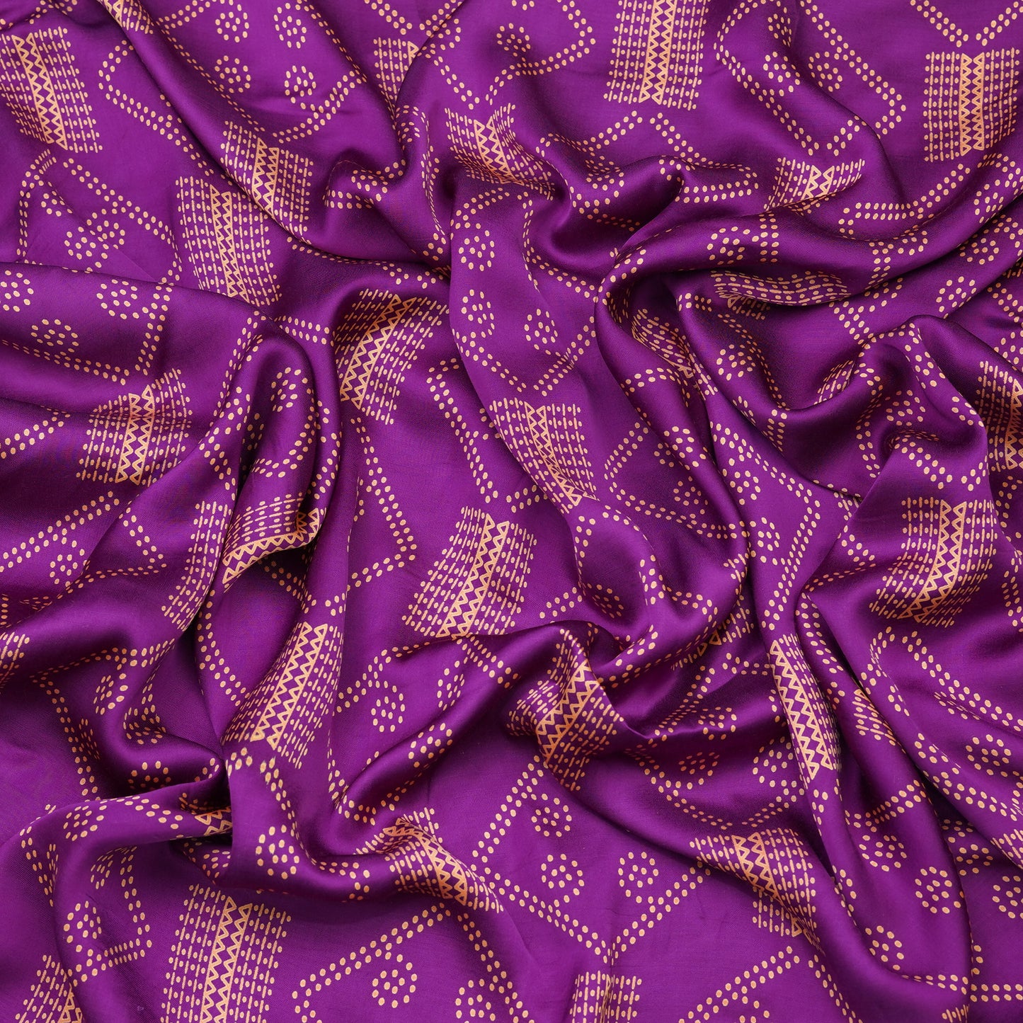 Magenta Bandhani-Inspired Geometric Printed Fabric.