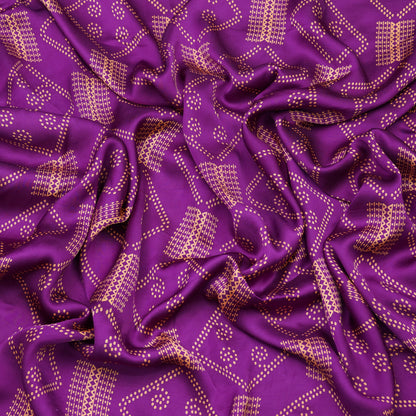 Magenta Bandhani-Inspired Geometric Printed Fabric.