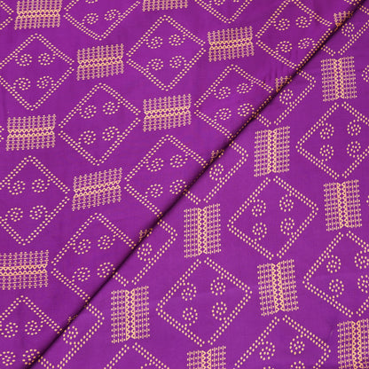 Magenta Bandhani-Inspired Geometric Printed Fabric.