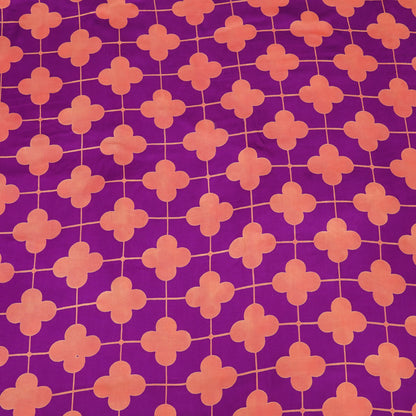 Magenta & Coral Geometric Floral Printed Fabric