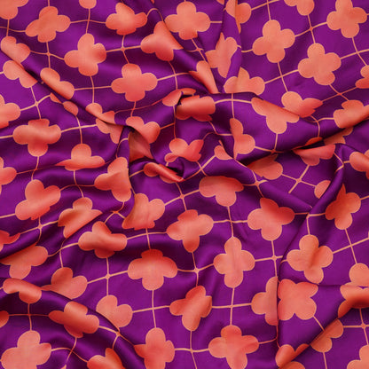 Magenta & Coral Geometric Floral Printed Fabric