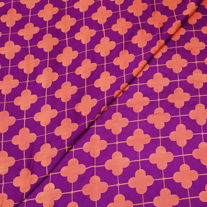 Magenta & Coral Geometric Floral Printed Fabric