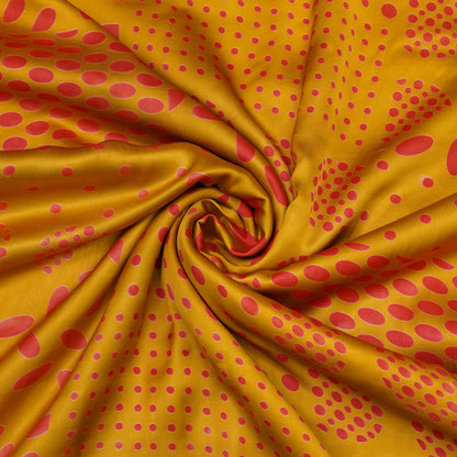 Mustard Abstract Dot Print Fabric.
