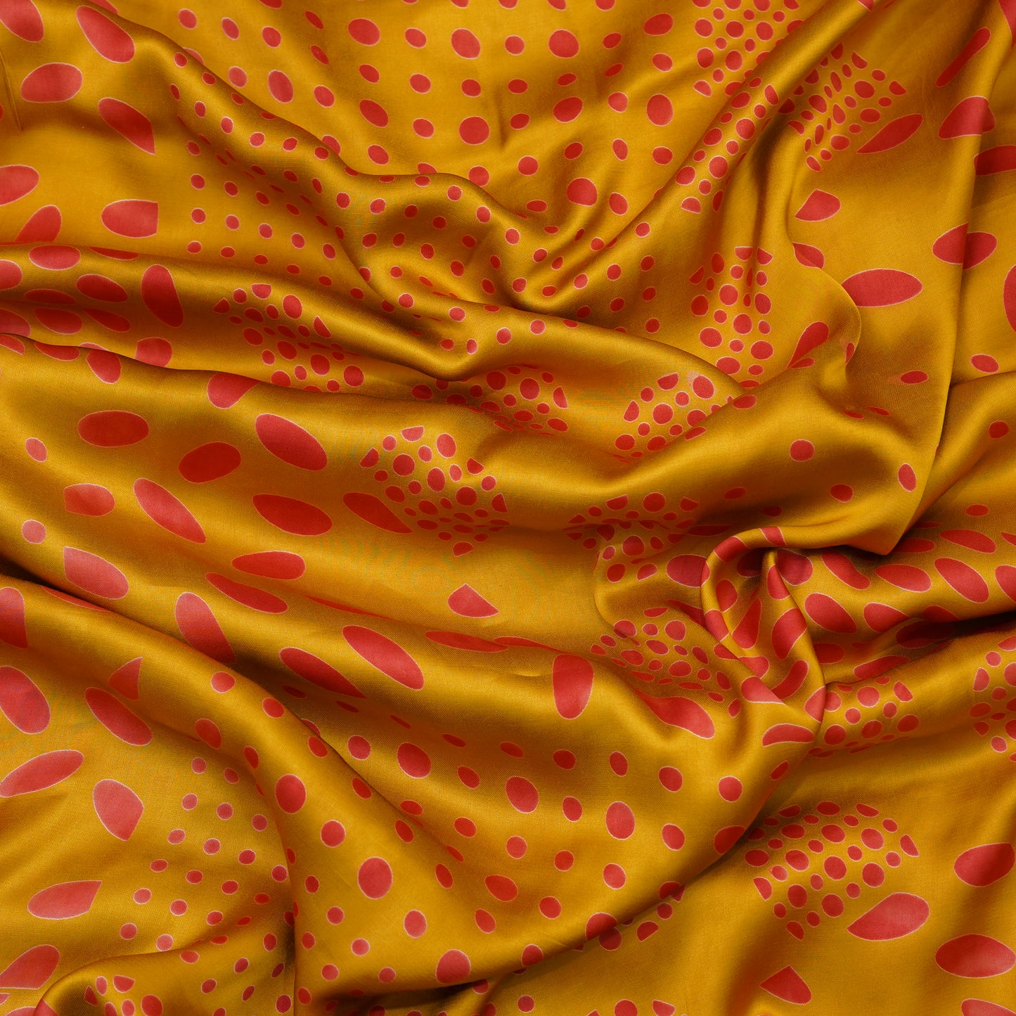 Mustard Abstract Dot Print Fabric.