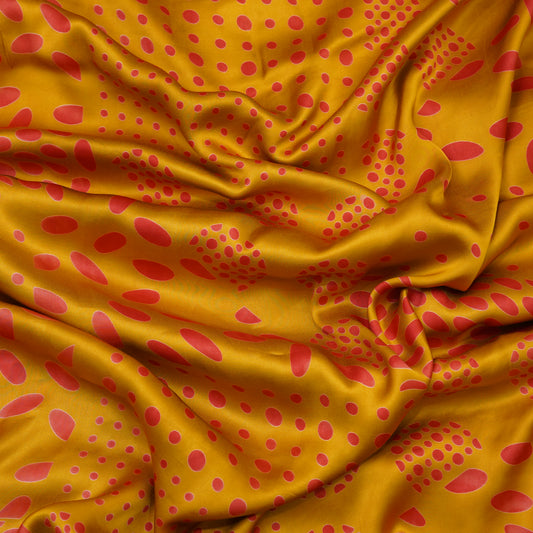 Mustard Abstract Dot Print Fabric.