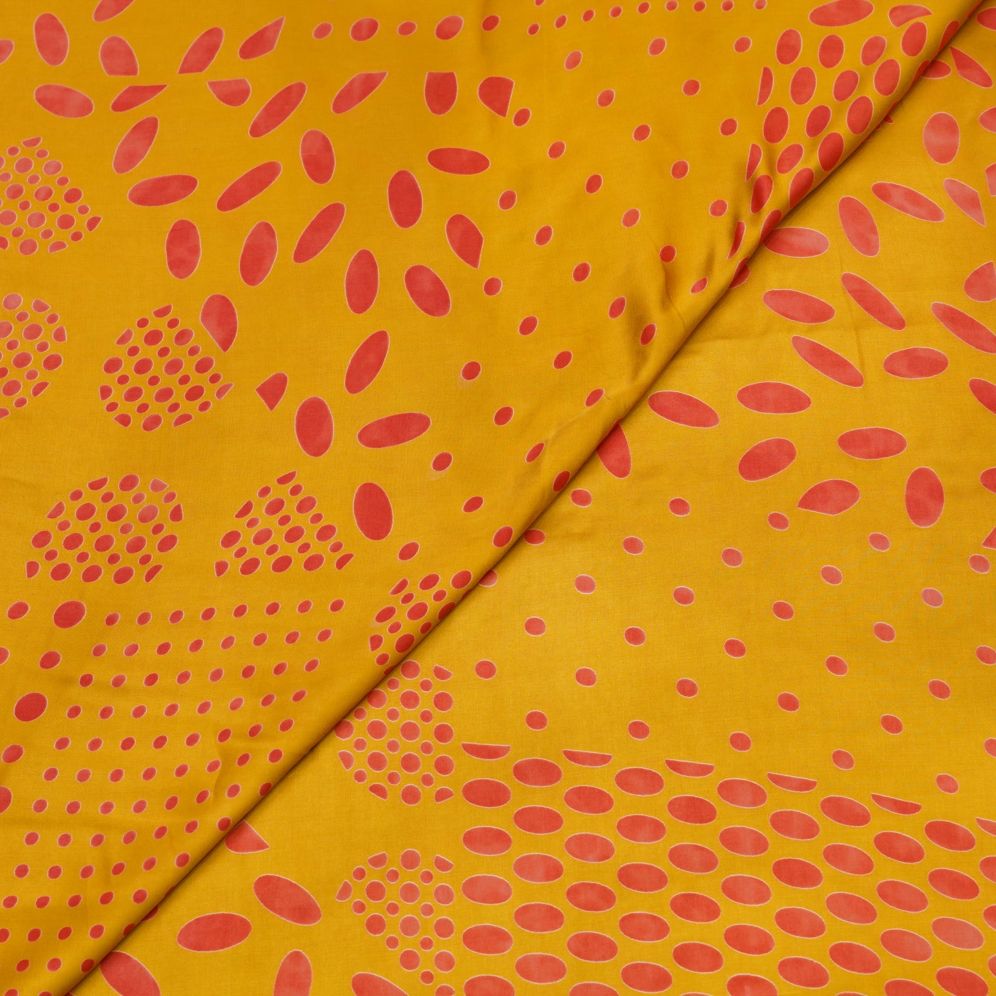 Mustard Abstract Dot Print Fabric.