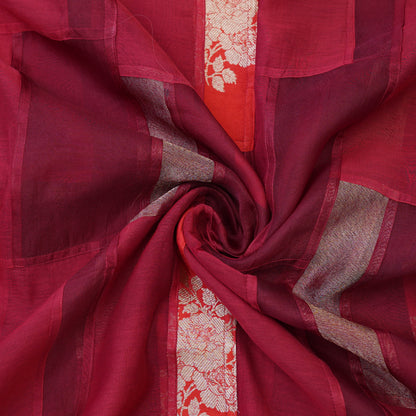 Crimson Red Patchwork Chanderi Fabric.