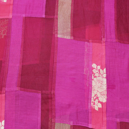 Fuchsia Pink Patchwork Chanderi Fabric.