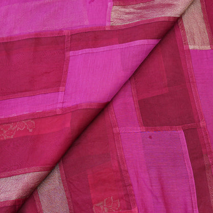 Fuchsia Pink Patchwork Chanderi Fabric.