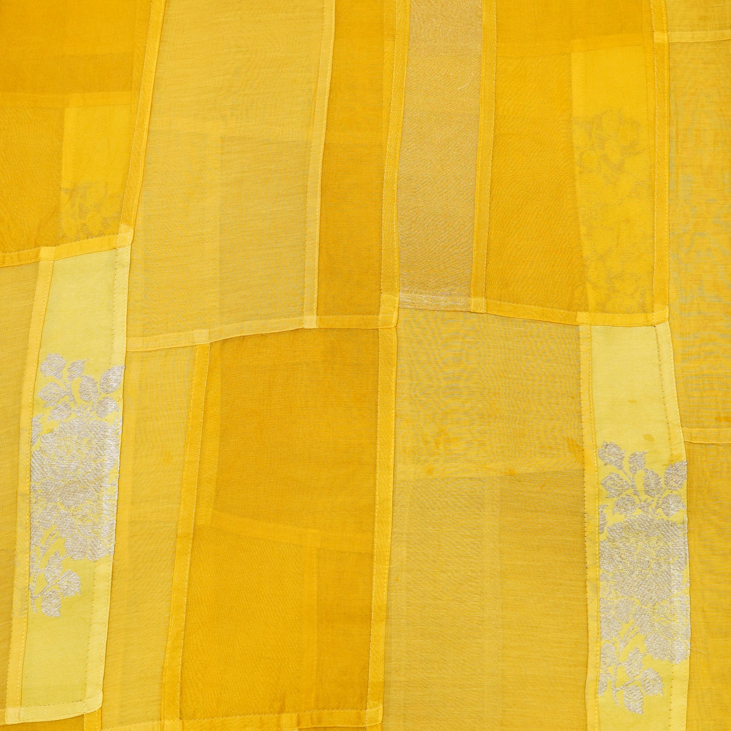 Sunshine Yellow Patchwork Chanderi Fabric.