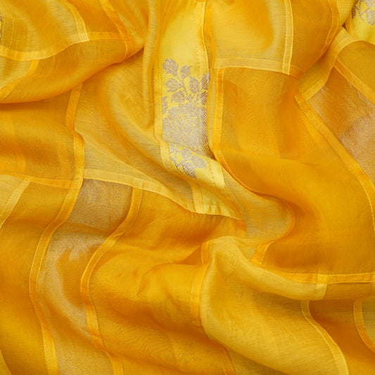 Sunshine Yellow Patchwork Chanderi Fabric.