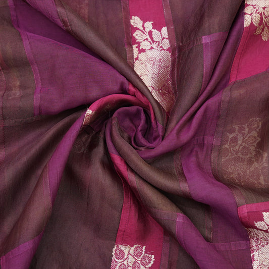 Wine & Magenta Patchwork Chanderi Fabric.