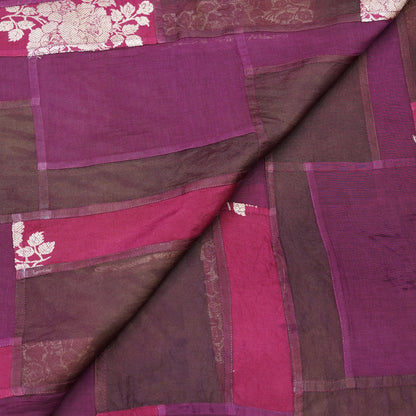Wine & Magenta Patchwork Chanderi Fabric.