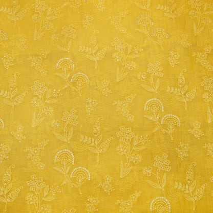 Sunshine Yellow Floral Embroidered Fabric.