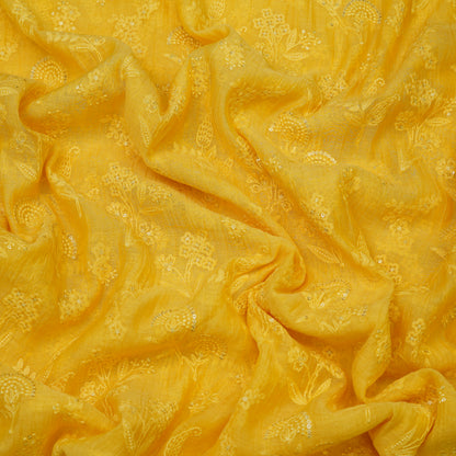Sunshine Yellow Floral Embroidered Fabric.