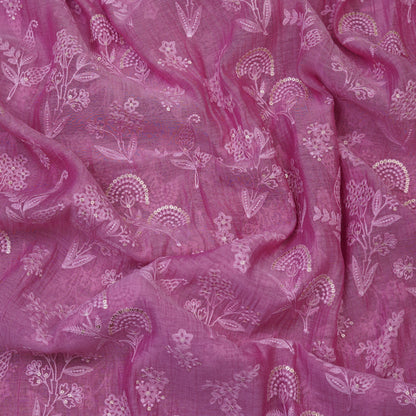 Dusty Mauve Floral Embroidered Fabric.