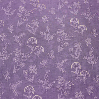 Lavender Purple Floral Embroidered Fabric.