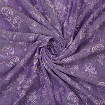 Lavender Purple Floral Embroidered Fabric.