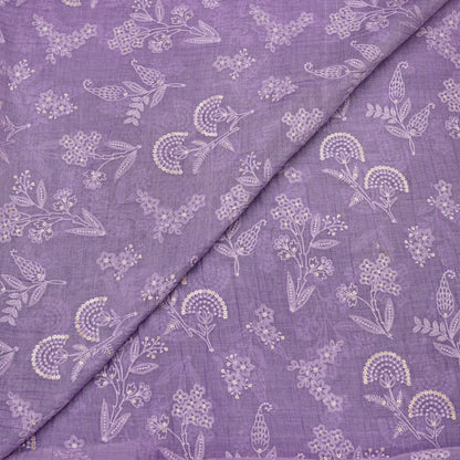 Lavender Purple Floral Embroidered Fabric.