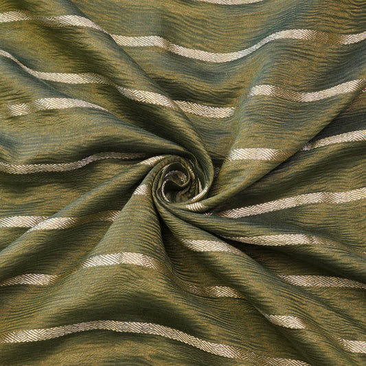 Olive Gold Peacock Embroidered Fabric.