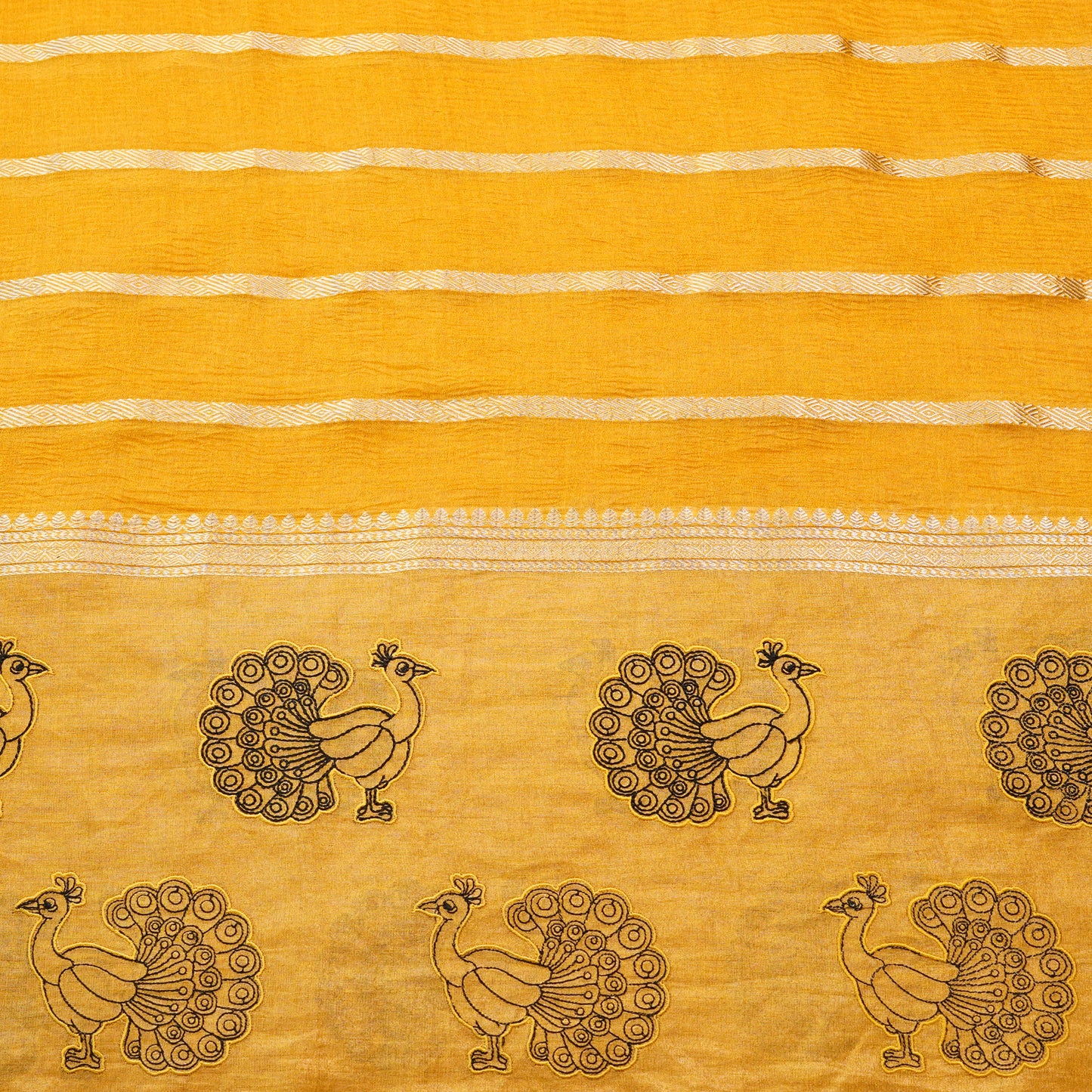 Peacock Motif Woven Designer Tissue Fabric.