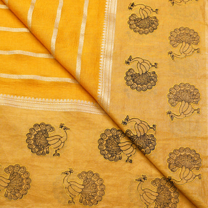 Peacock Motif Woven Designer Tissue Fabric.