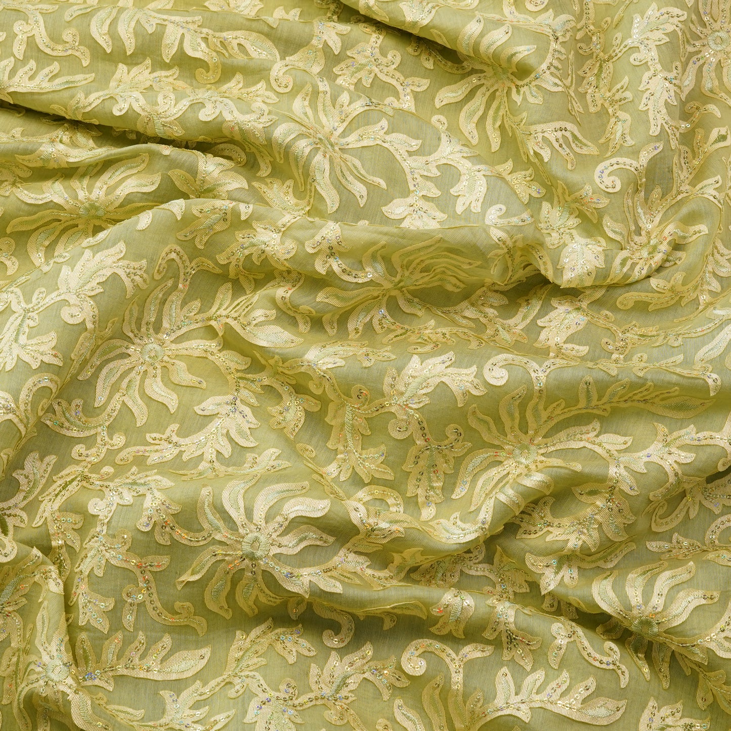 Luxury Floral Sequin Embroidered Fabric