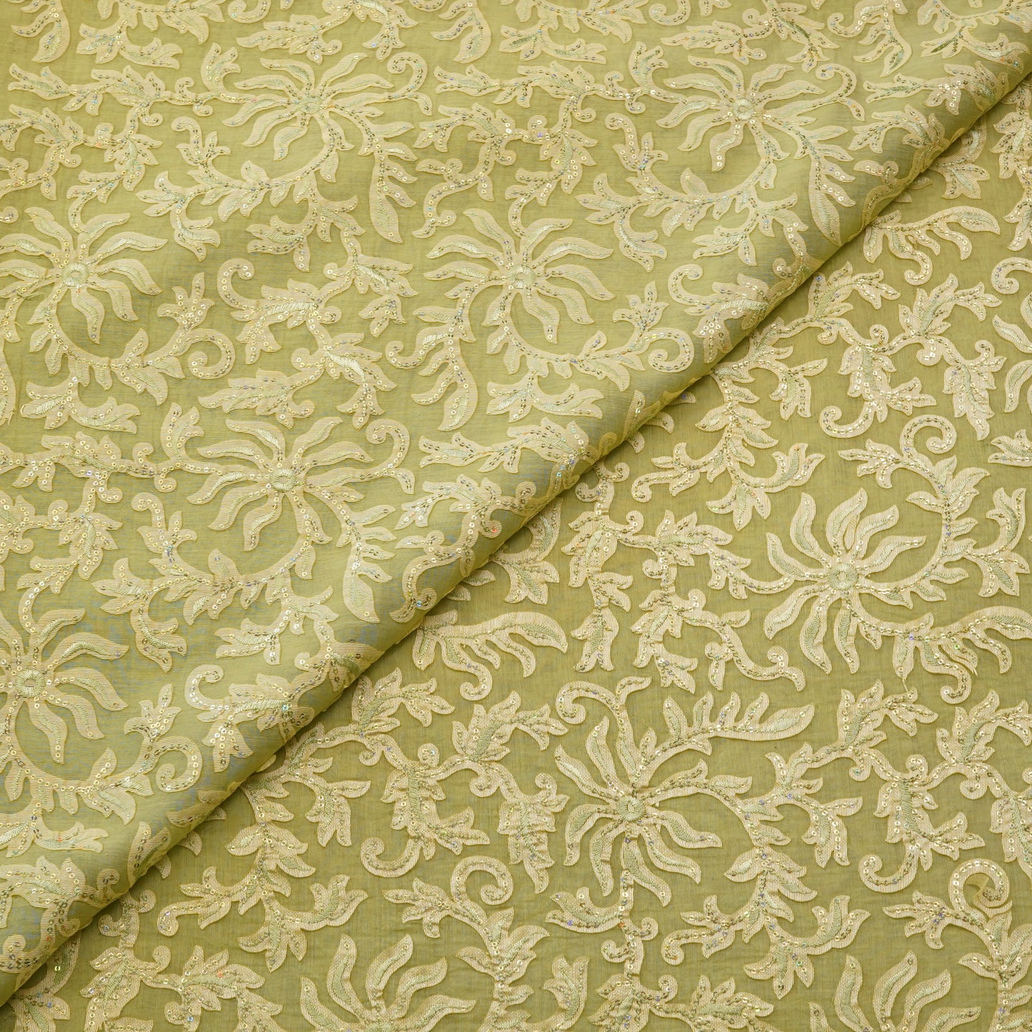 Luxury Floral Sequin Embroidered Fabric