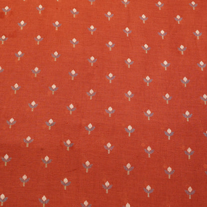Premium Rust Floral Buti Linen Fabric.