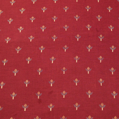 Premium Maroon Floral Buti Woven Fabric.